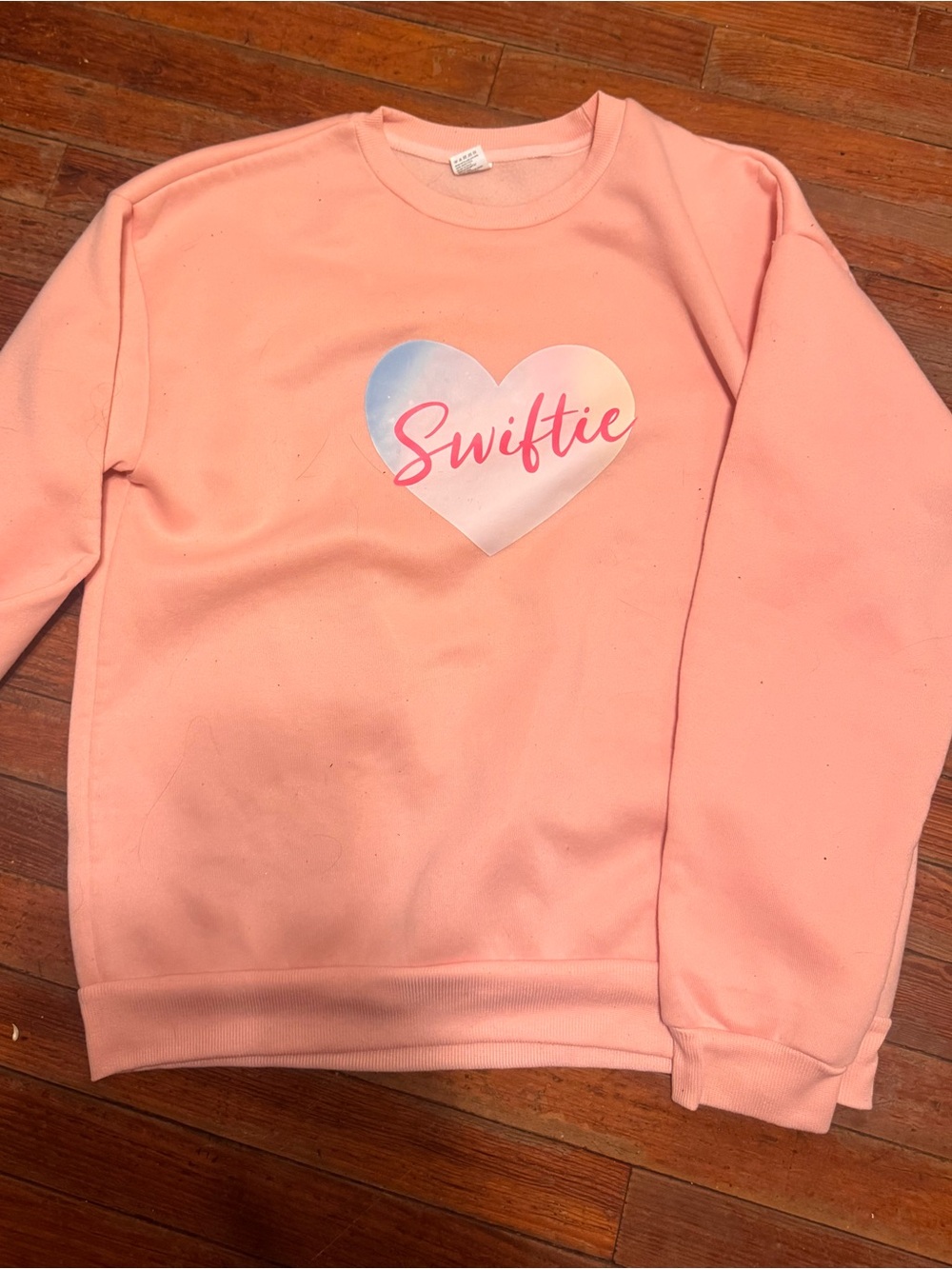 Soft Pink Heart Crewneck Sweatshirt - Swiftie Script